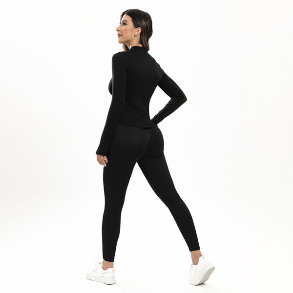 Sports Fitness Round Neck Long-sleeve Zipper Yoga Clothes Coat Women