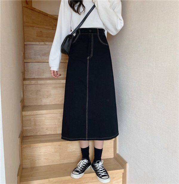 High Waist Slim Mid-length A-line Skirt Women Autumn Clothes