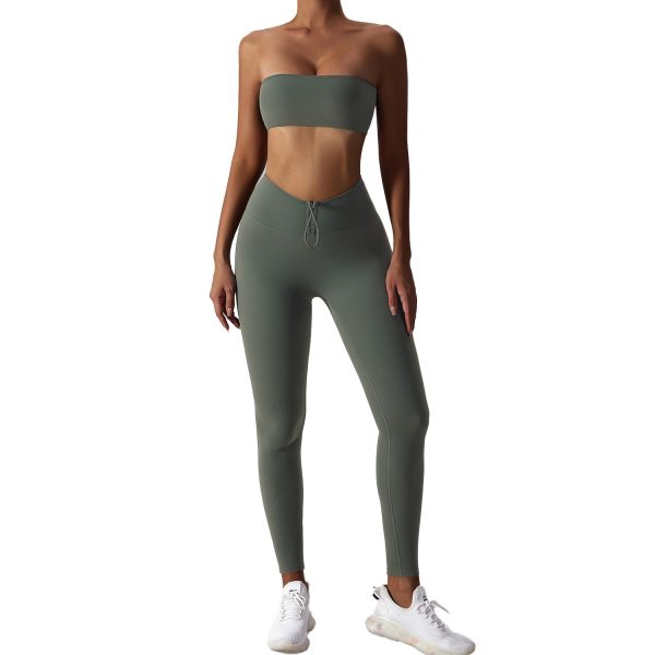 Basic Sports Nude Feel Skinny Yoga Clothes Suit For Women