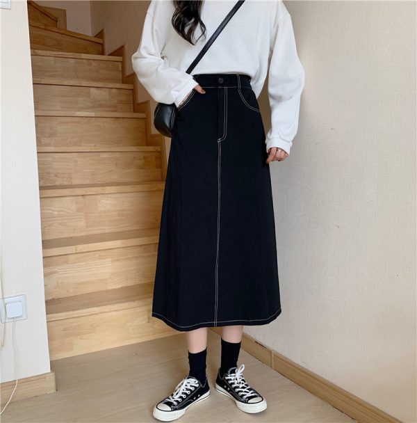 High Waist Slim Mid-length A-line Skirt Women Autumn Clothes