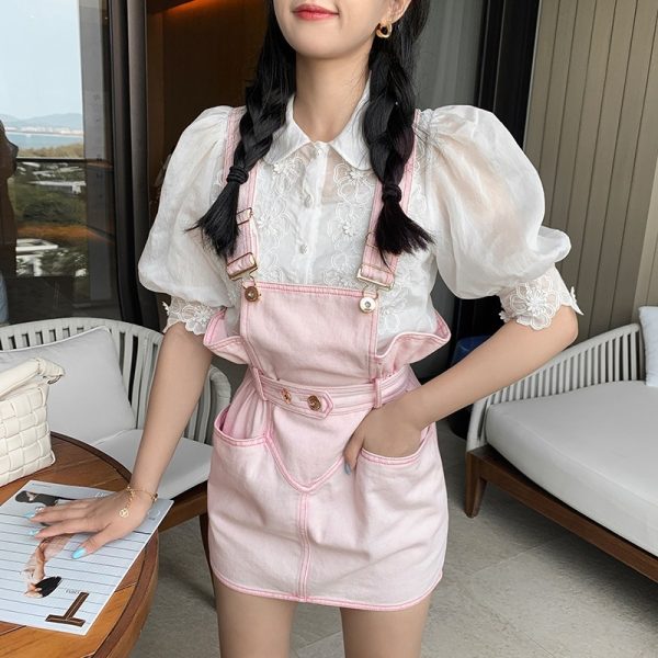 Spring And Summer New Clothes Catwalk Sling Apronstyle Strap Denim Bag Hip Dress Women