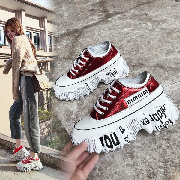 Newspaper Trifle Bottom Trendy Casual Heightening Sneakers