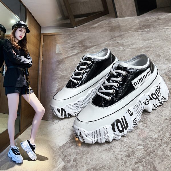 Newspaper Trifle Bottom Trendy Casual Heightening Sneakers