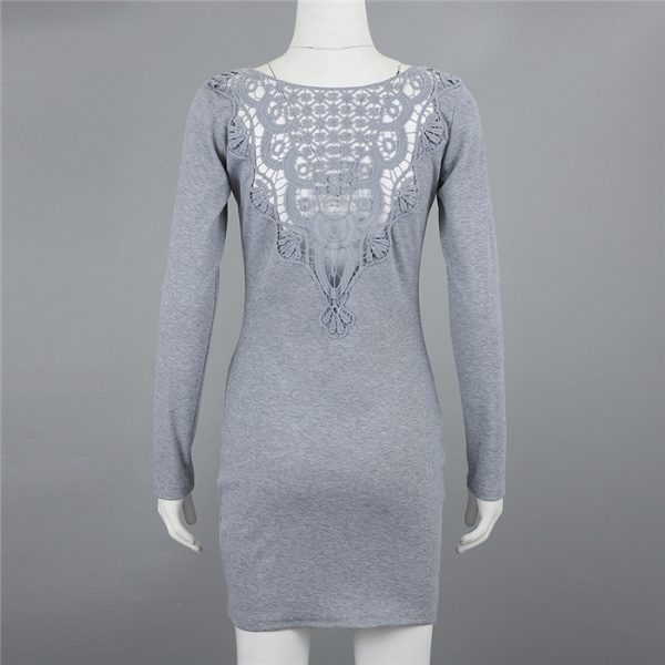 Elegant Lace Patchwork Women Long Sleeve Mini Dress Robe Femme Korean Clothes Slim Bodycon Party Dres