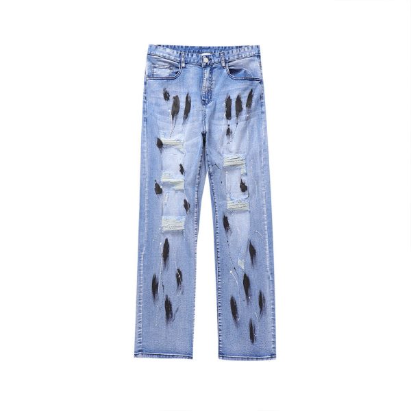 Graffiti Holes Street Casual Straight Leg Pants