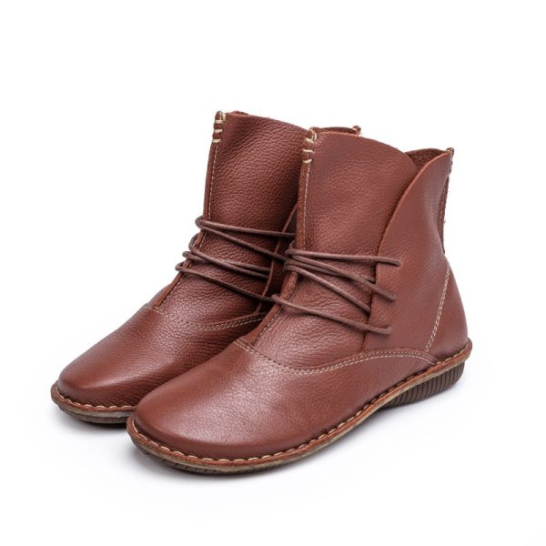 Retro Forest Top Layer Cowhide Women's Single Boots