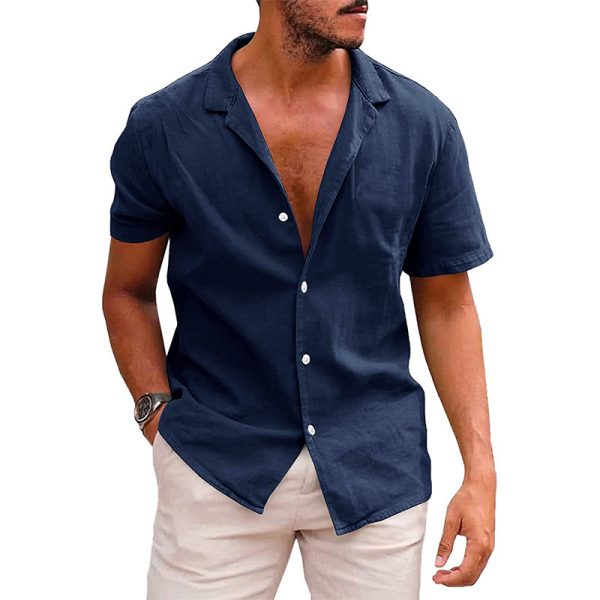 Men's Tops Casual Button Down Shirt Short Sleeve Beach Shirt Summer Mens Clothing