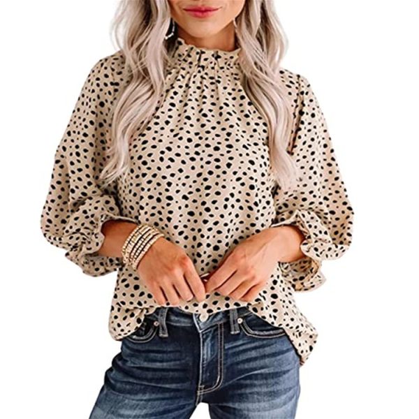 Women Top Casual Floral Print Long Sleeve Pleated Loose Little-girl Style Clothes Shirt