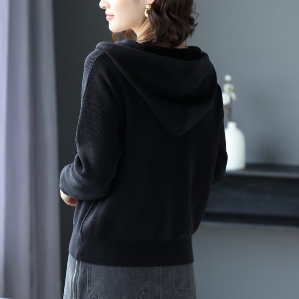 Hooded Sweater Coat Women Long Sleeve Single-breasted Sweaters Clothes