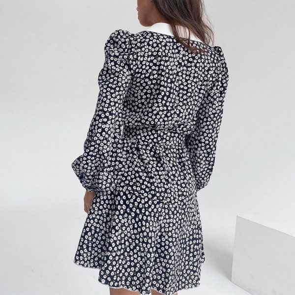 Fashion Puff Sleeve Floral Dress