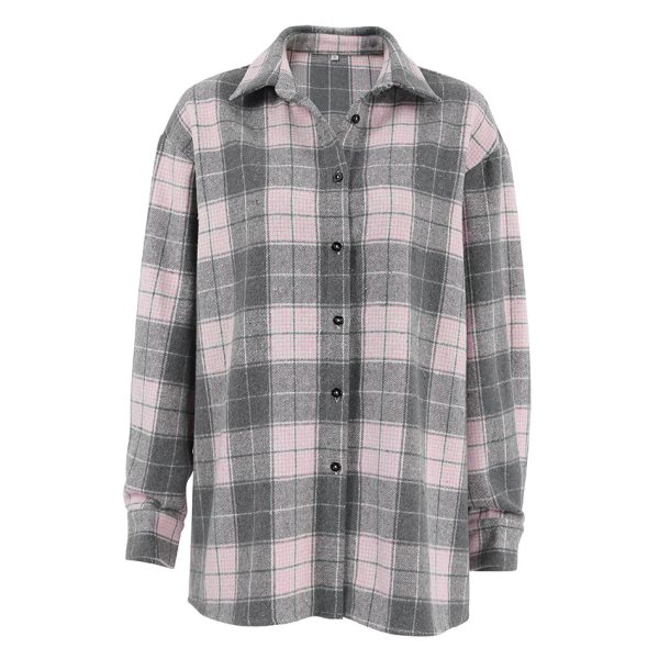 Fashion Loose Color Matching Plaid Shirt