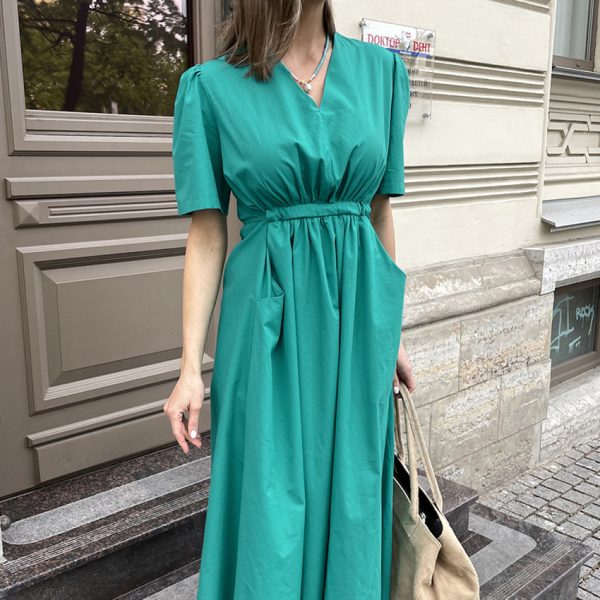 French Style V-neck Short Sleeve Dress